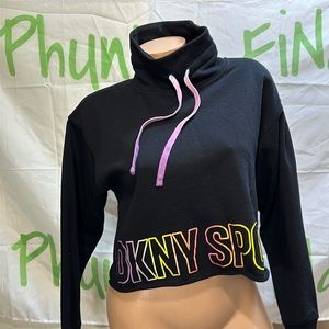 NWOT DKNY Sport Ombre Logo Funnel Neck Sweatshirt